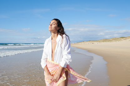 PARÉO COTON SURF CLUB ROSE