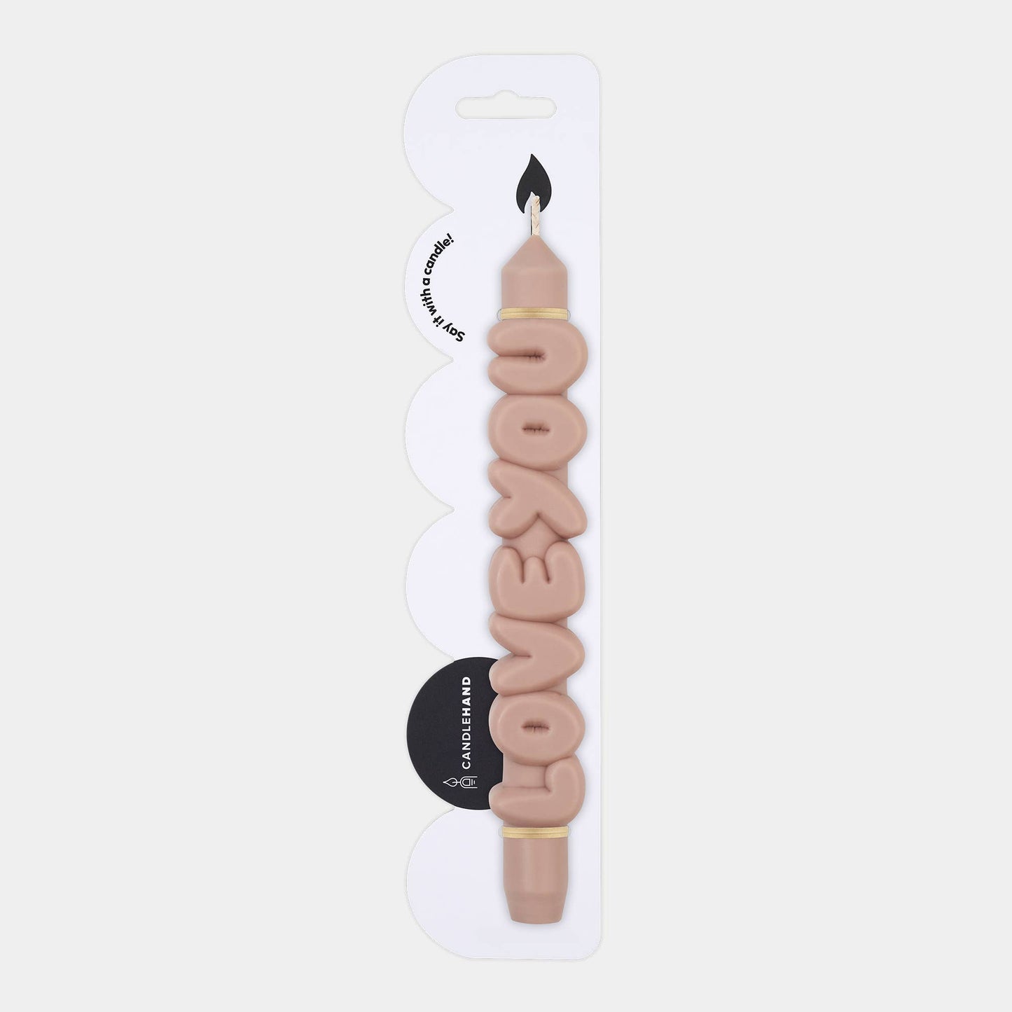 Bougie conique JE T'AIME - Fait main - Bougies coniques 3D de 9 pouces: Beige