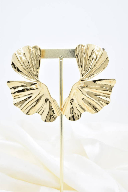 Boucles d'oreilles texturées en acier inoxydable -BO100331: Doré