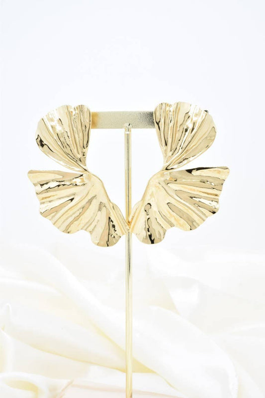 Boucles d'oreilles texturées en acier inoxydable -BO100331: Doré