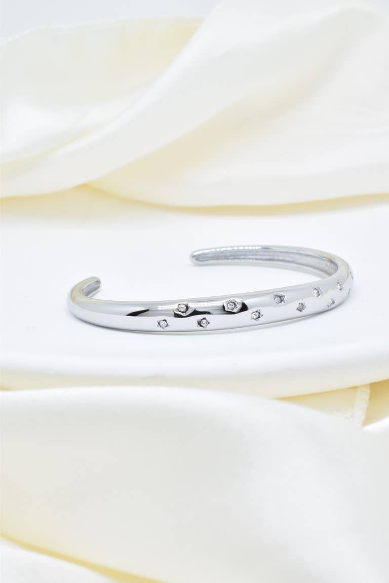 Bracelet jonc cristaux en acier inoxydable - BR110296: Doré