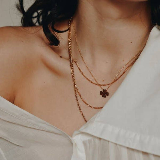 Collier Acier Trèfle Fin Poli Brillant