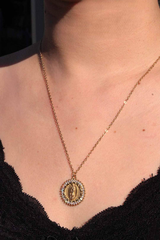 Collier Vierge Marie Acier Inoxydable: Doré / TU