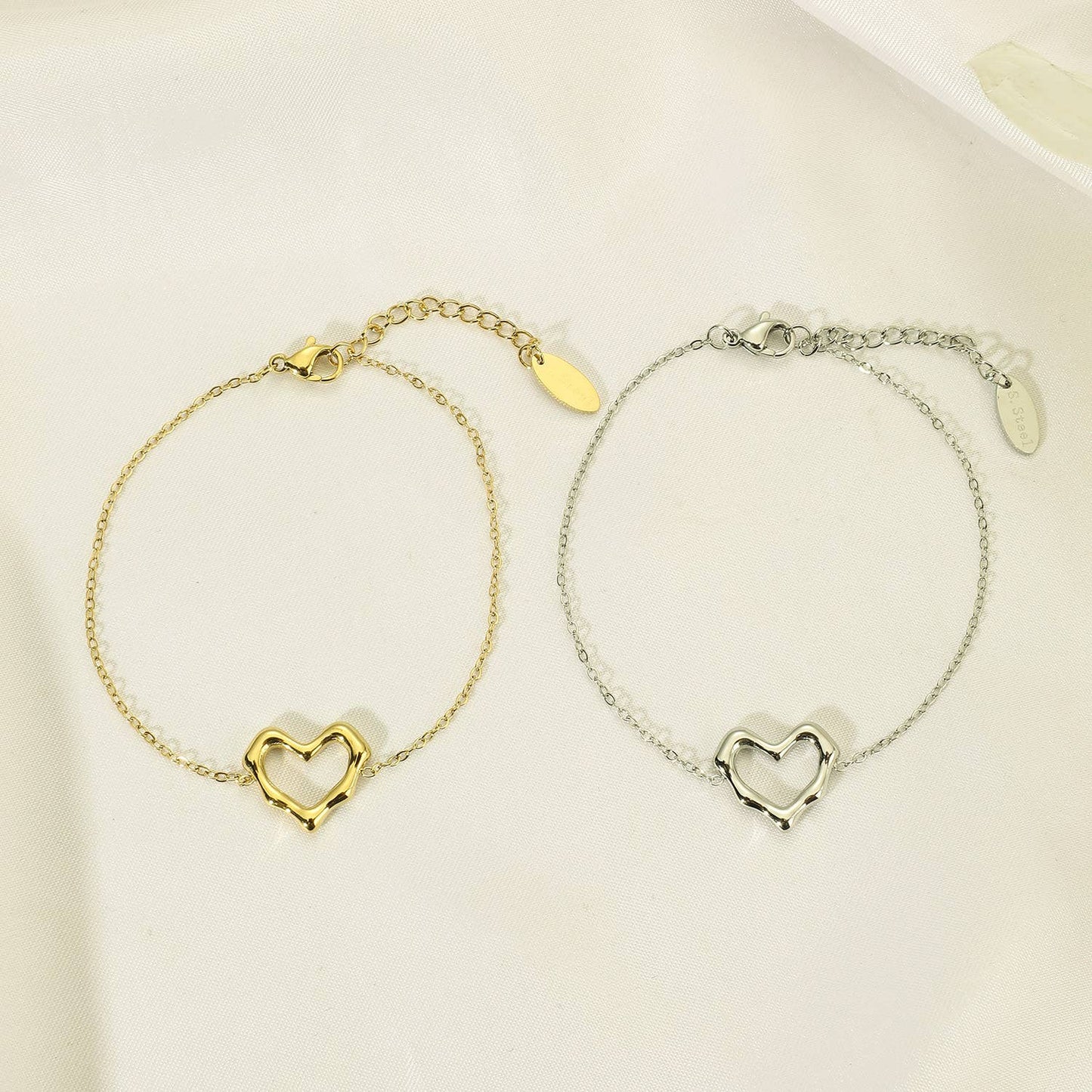 Bracelet cœur en acier inoxydable - BR210207: Doré