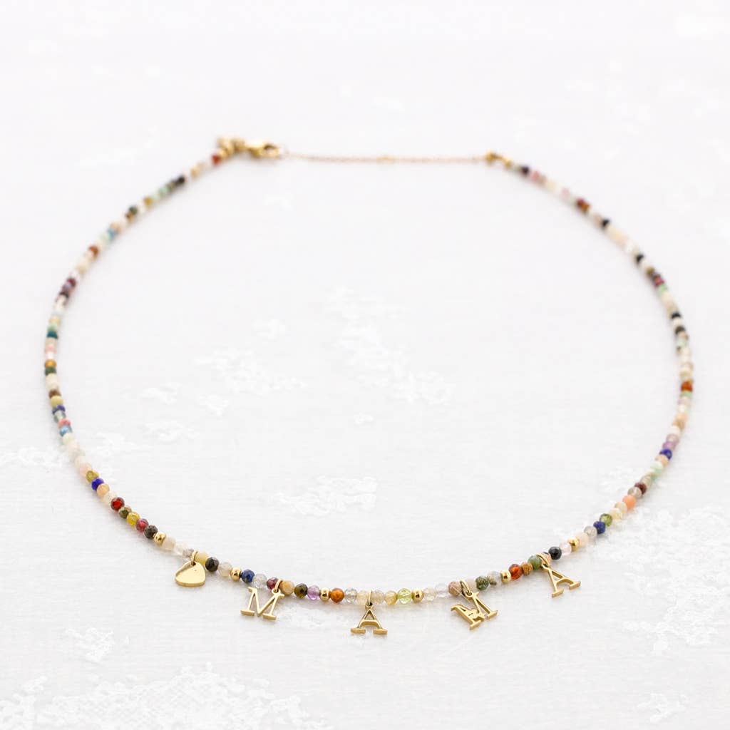 Collier Maman Acier: Rose