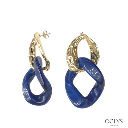 Boucles d'oreilles chaine résine acier inoxydable doré : Léopard