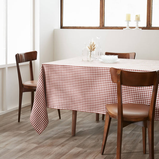NAPPE 150 x 250 cm VICKIE Terracotta: Double gaze de coton - 125 gr/m² / OEKO TEX - BSCI - TRAITEMENT DES EAUX USÉES / 100% Coton
