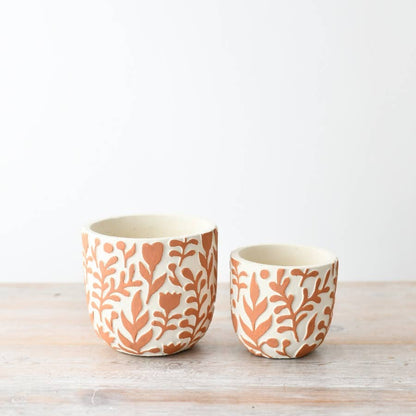 Pot de plante design fleur orange, 11 cm