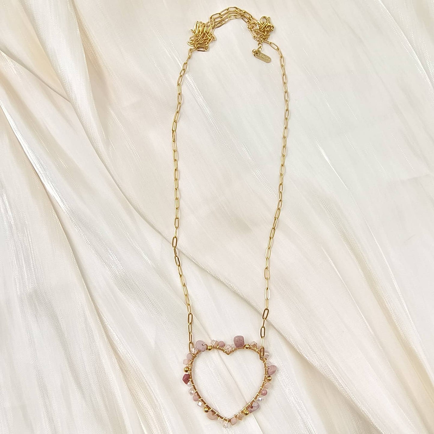 Collier chaîne simple coeur - Madeline: Oeil de tigre / Tu [1]