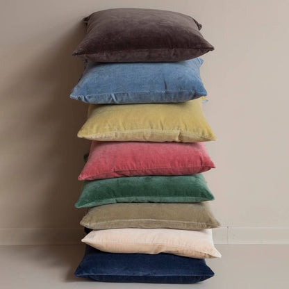 Coussin en velours uni vert sauge 50x50