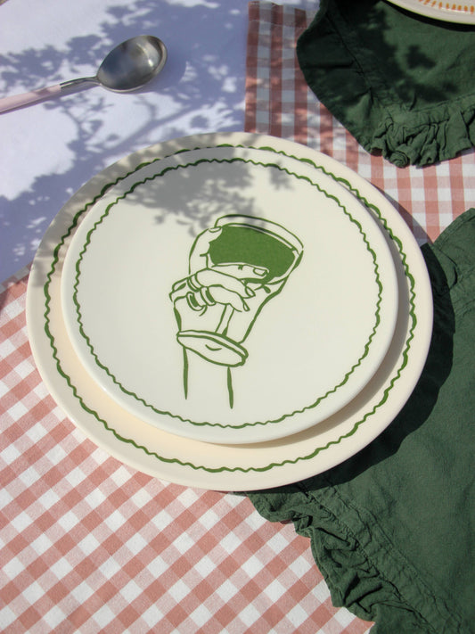 Assiette à Dessert Verte Ambiance Vacances