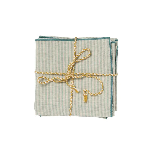 Lot de 2 Serviettes de Table - Rayures Blue Green