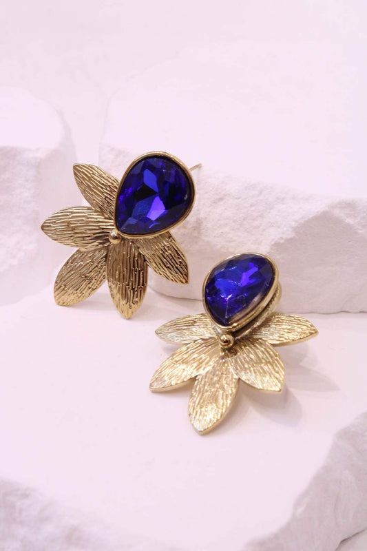 Boucles d'oreilles fleur pierre: Vert / TU