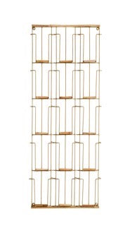 PRÉSENTOIR À CARTES EN FER ET CANNAGE - LAITON ANTIQUE, NATUREL - 24X56 CM
