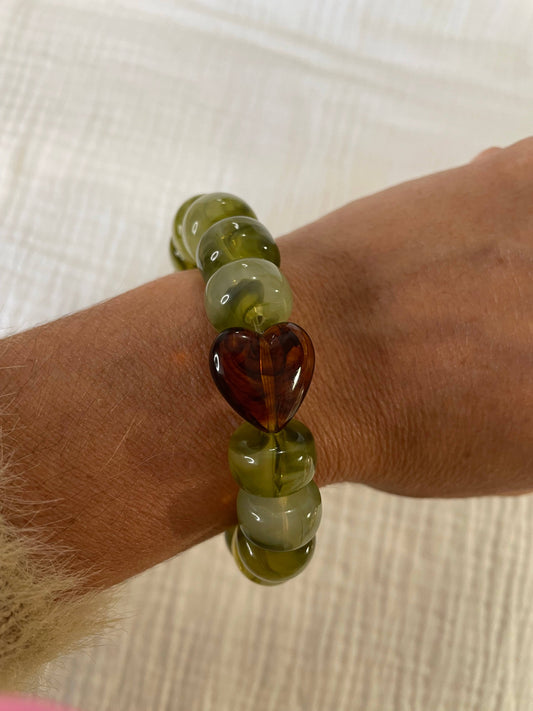 Charlie, bracelet: Kaki/topaze / 17 cm
