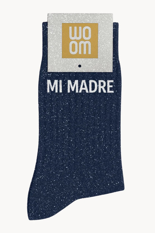 Chaussettes à Paillettes "Mi Madre" Marine - Taille 36-40
