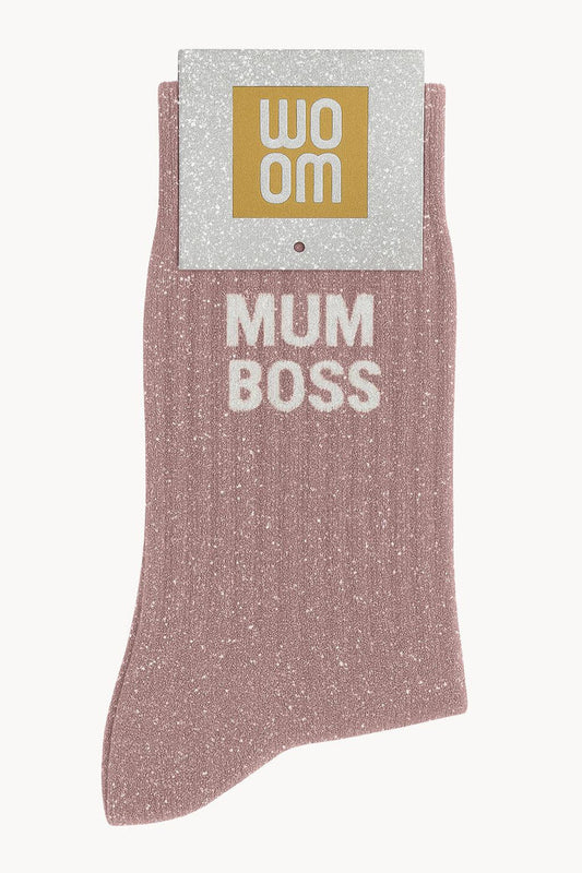 Chaussettes à Paillettes "Mum Boss" Rose Gold - Taille 36-40