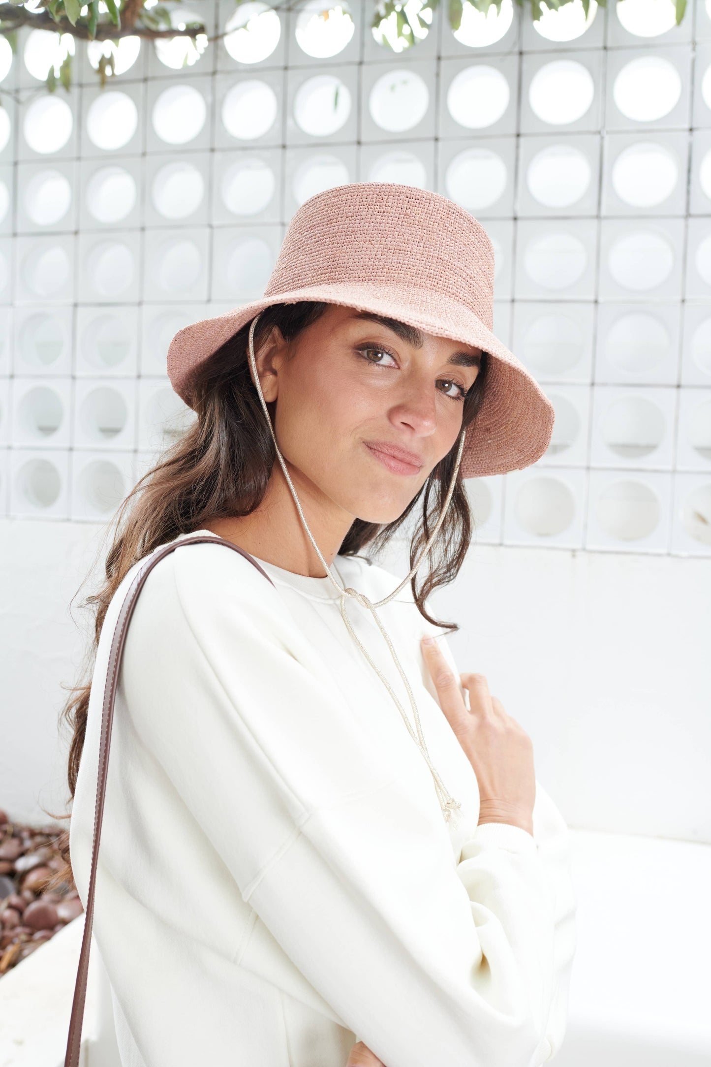 CHAPEAU MILOS RAPHIA ROSE