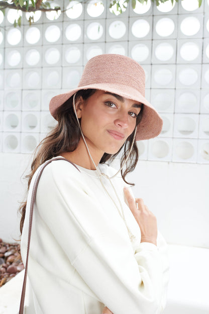 CHAPEAU MILOS RAPHIA ROSE