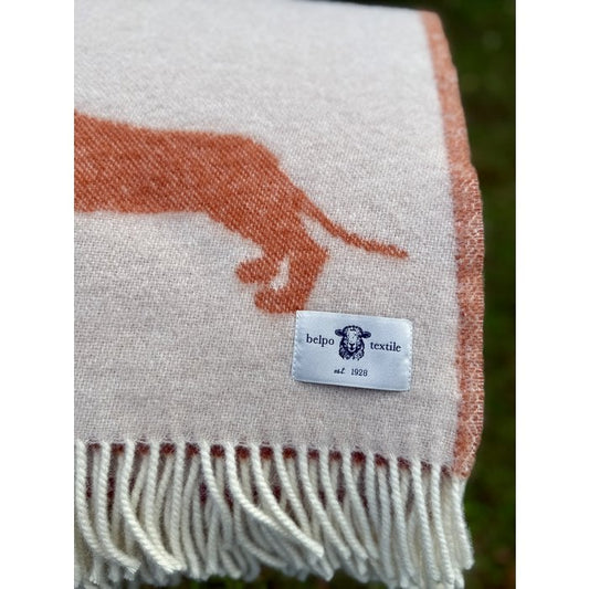 Teckel Plaid / couverture 100% vierge en laine/ Rouille