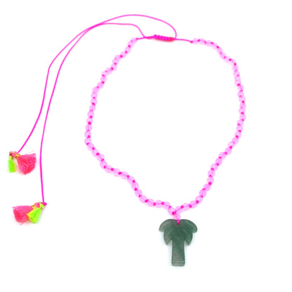 Collier Bert chaîne avec palmier en pierre précieuse