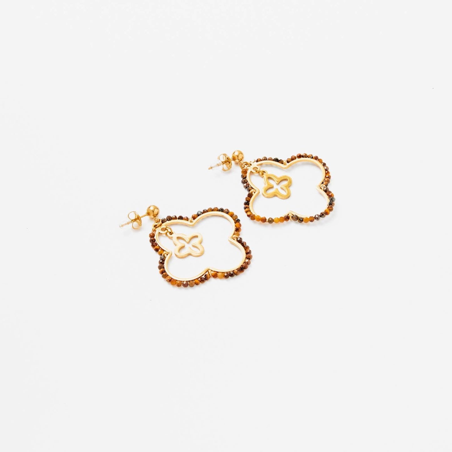 Boucles d'oreilles pendantes - Elara: Taupe / Tu [1]