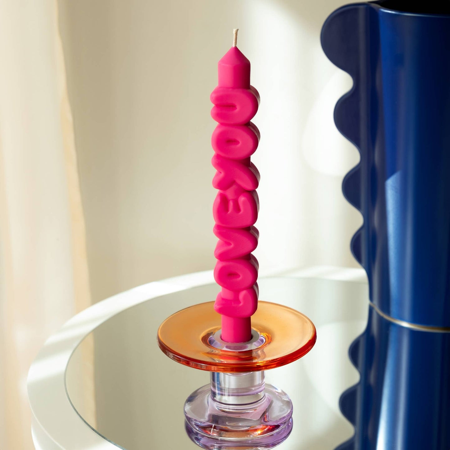 Bougie conique JE T'AIME - Fait main - Bougies coniques 3D de 9 pouces: Rose
