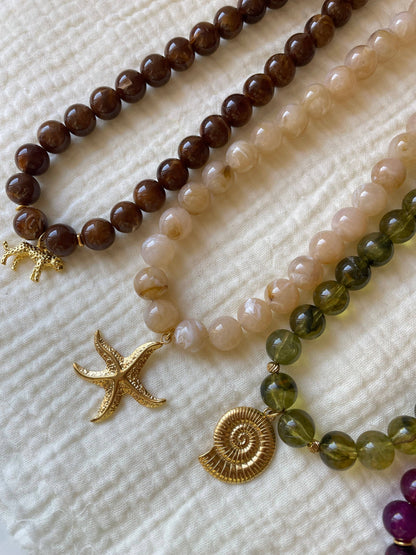 Collier Aventure – 5 variantes-Perles Acryliques Marbrées : Chocolat