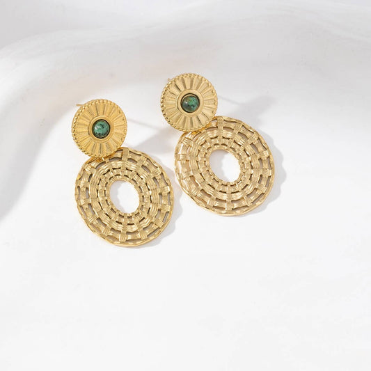 Boucles d'oreilles pendantes rondes - Coralie: Amazonite / Tu [1]