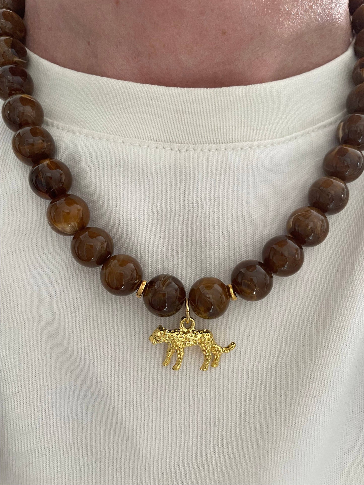 Collier Aventure – 5 variantes-Perles Acryliques Marbrées : Chocolat