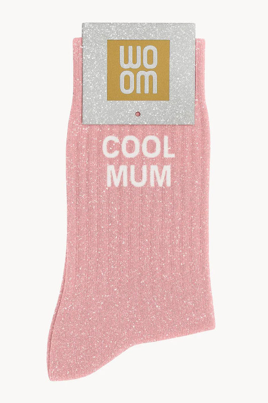 Chaussettes à Paillettes "Cool Mum" Rose -Taille 36-40