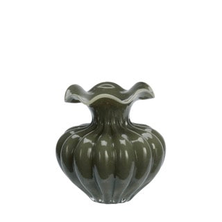 VASE EN VERRE - VERT FONCÉ, GRIS - D:23X24 CM