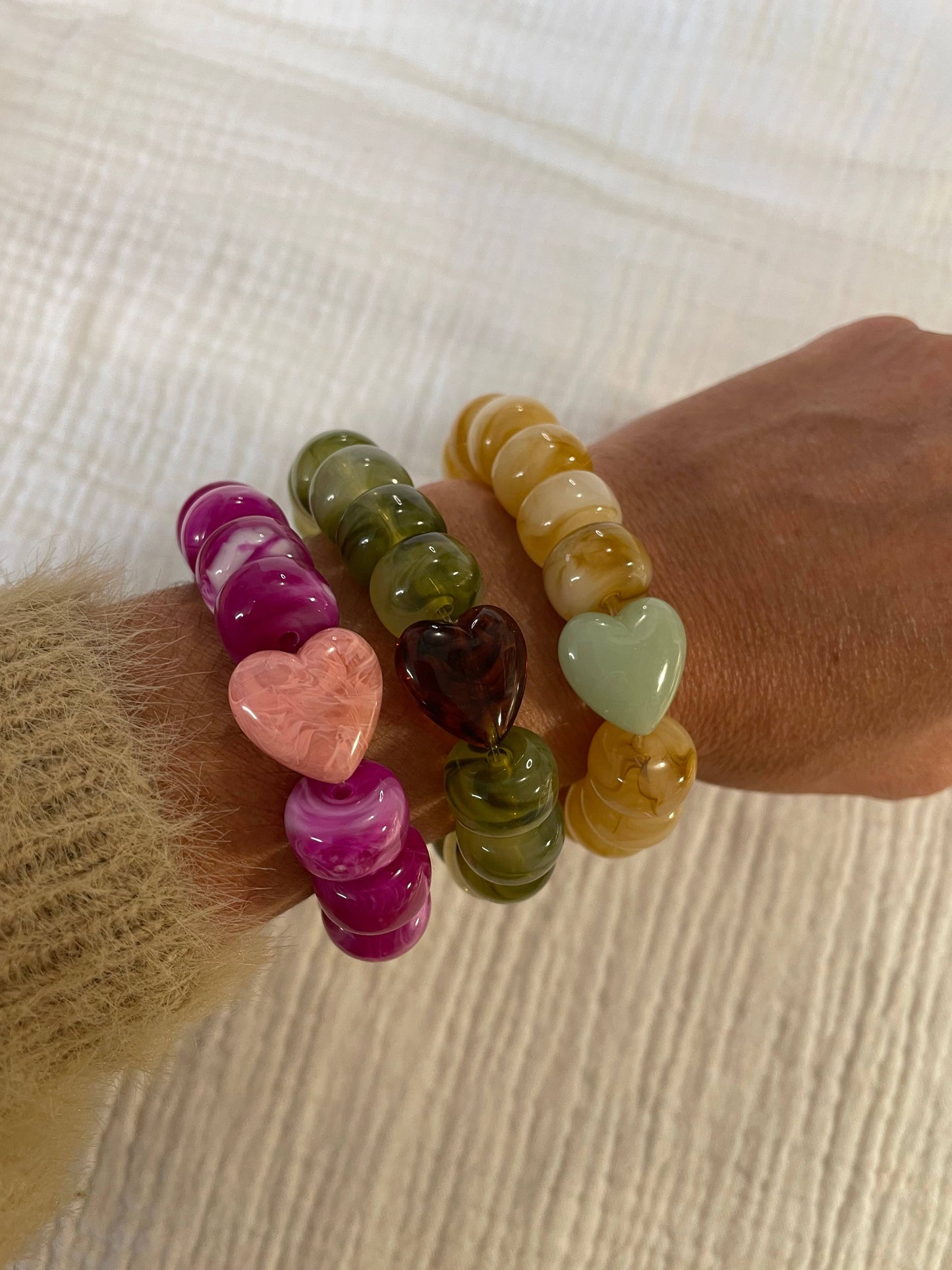Charlie, bracelet: Kaki/topaze / 19 cm