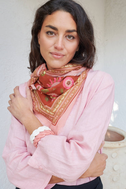 FOULARD COTON TERRACOTTA BOHEMIA