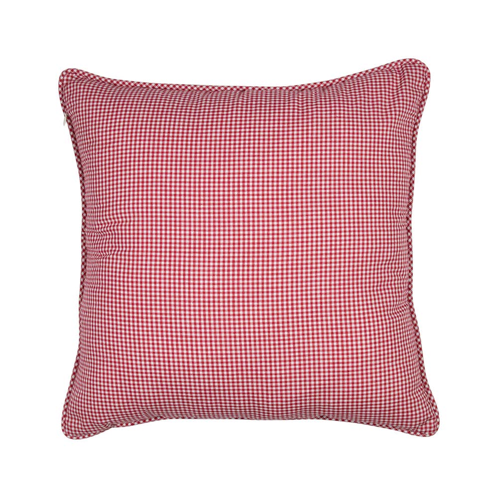 Coussin en coton à carreaux rouge foncé 45 x 45 cm