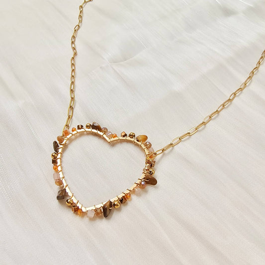 Collier chaîne simple coeur - Madeline: Oeil de tigre / Tu [1]