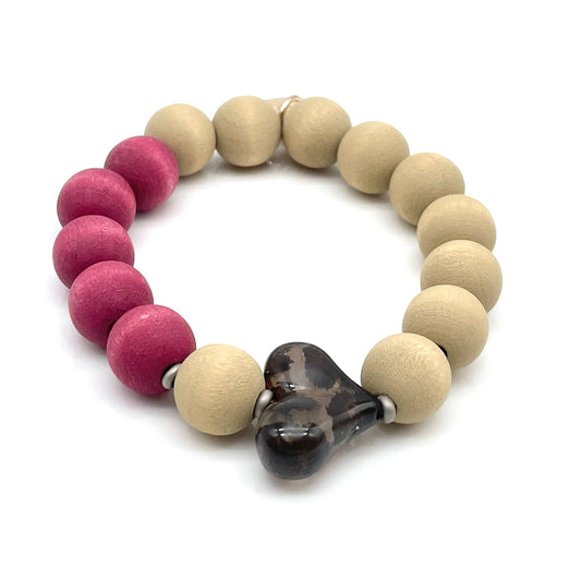 Bracelet LEO X WOOD élastique en perles