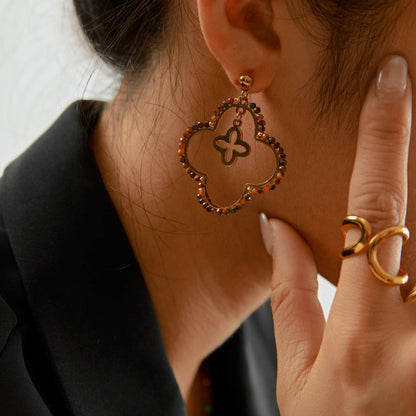 Boucles d'oreilles pendantes - Elara: Taupe / Tu [1]