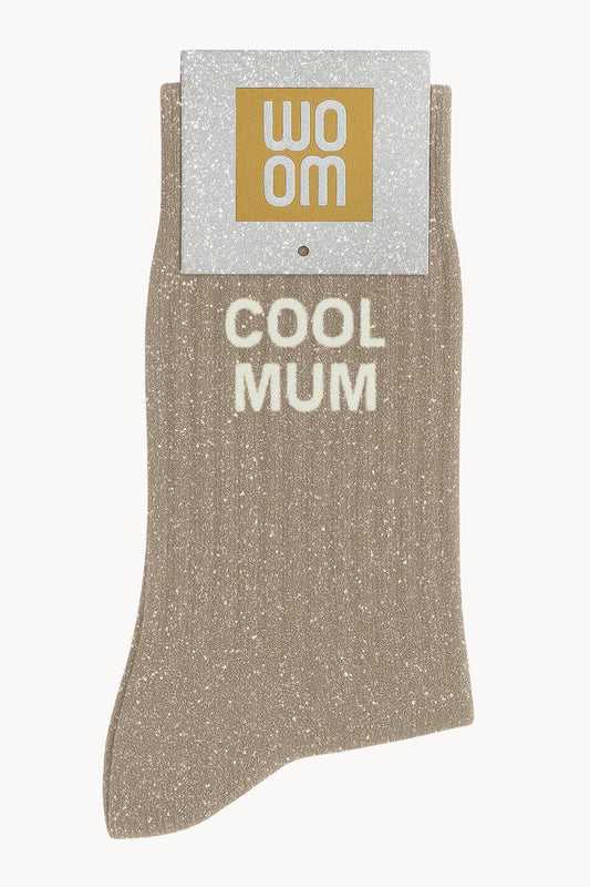Chaussettes à Paillettes "Cool Mum" Beige - Taille 36-40