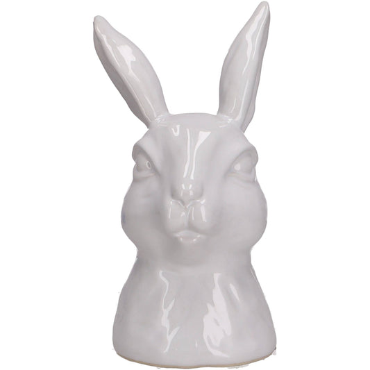 Tête de lapin en céramique Aimar, L13,5cm, l12cm, H21cm, Bl