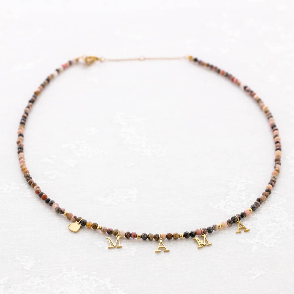 Collier Maman Acier: Rose