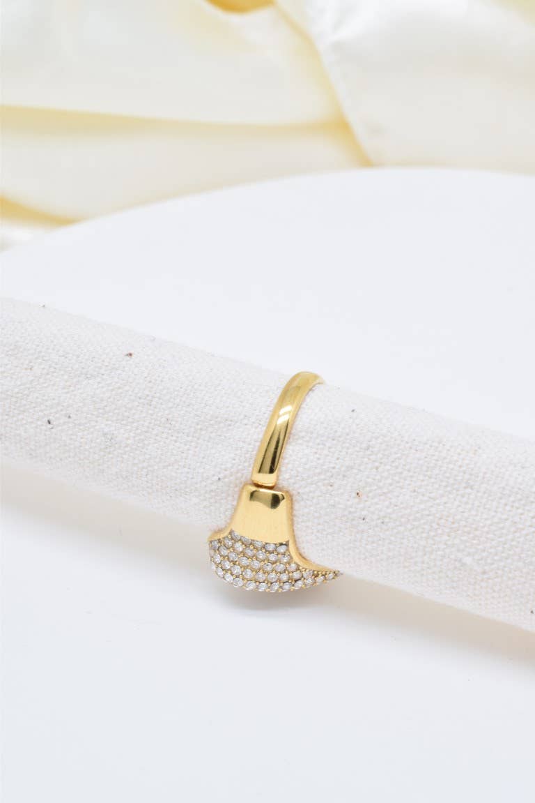 Bague cœur zircon réglable en acier inoxydable - BG310188: Argenté