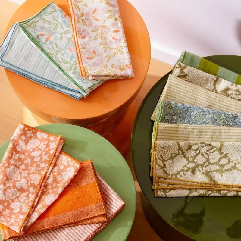Lot de 2 Serviettes de Table - Rayures Blue Green