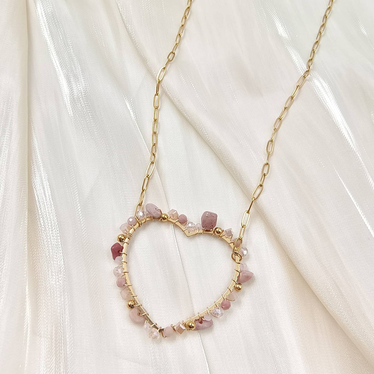 Collier chaîne simple coeur - Madeline: Oeil de tigre / Tu [1]