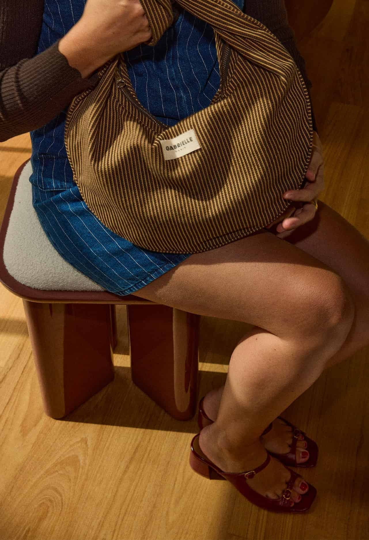 Sac New B en coton Rayures Café: RAYURES CAFÉ