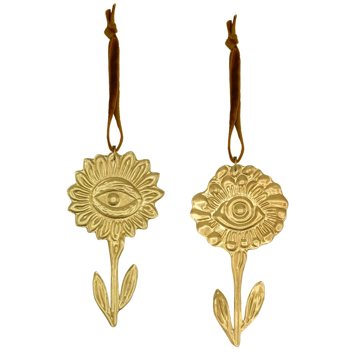 Fleurs à suspendre laiton 2 modèles assortis, lien en sari