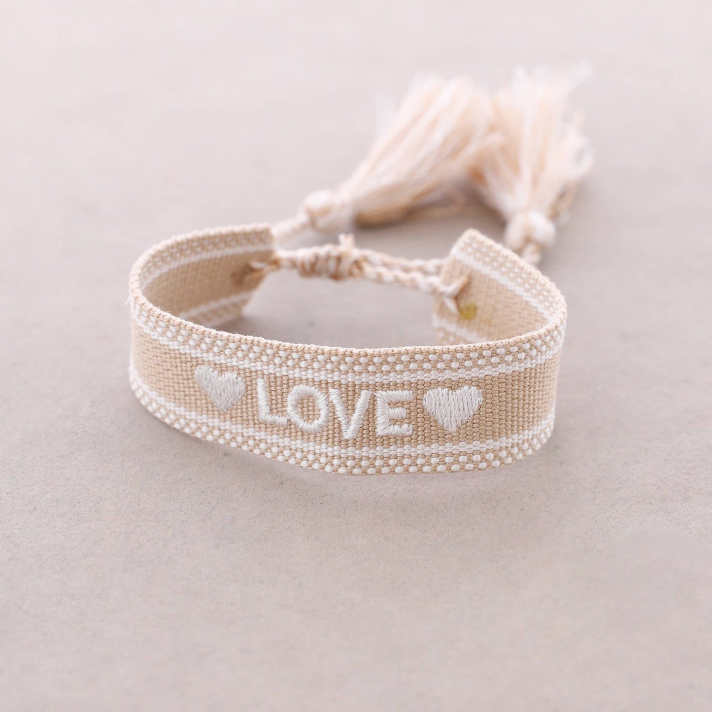 Bracelet Macramé Love: Taupe