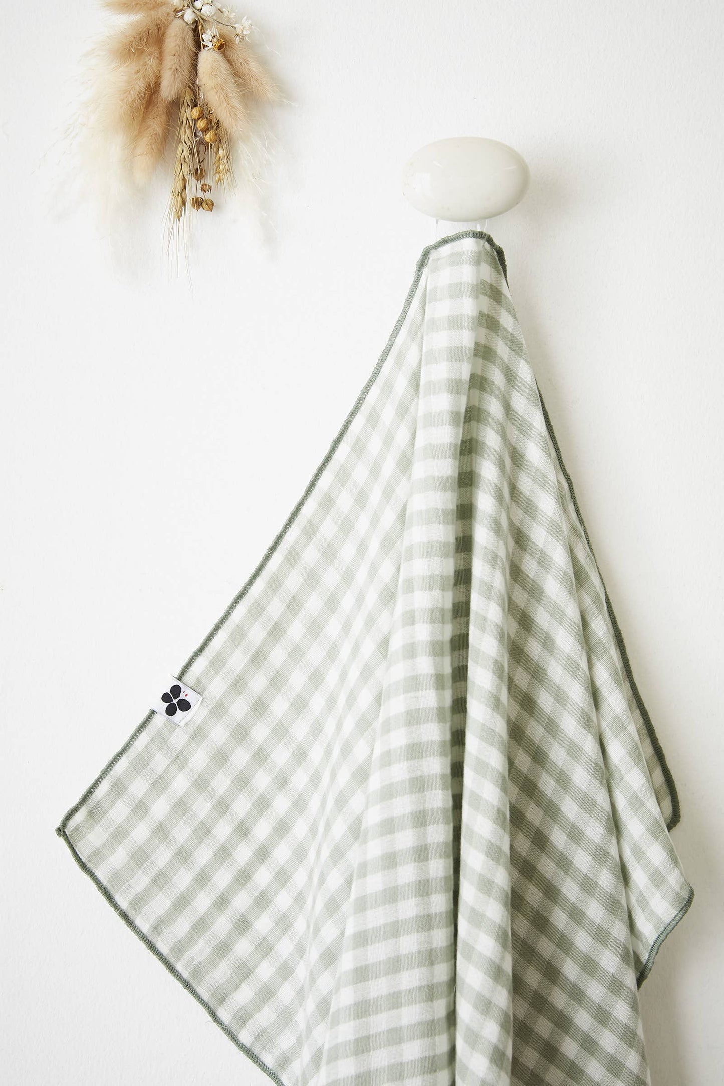 2 ESSUIE-MAINS 50 x 70 cm VICKIE Eucalyptus: Double gaze de coton - 125 gr/m² / OEKO TEX - BSCI - TRAITEMENT DES EAUX USÉES / 100% Coton