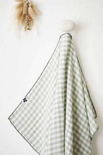 2 ESSUIE-MAINS 50 x 70 cm VICKIE Eucalyptus: Double gaze de coton - 125 gr/m² / OEKO TEX - BSCI - TRAITEMENT DES EAUX USÉES / 100% Coton