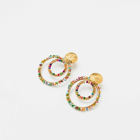 Boucles d'oreilles pendantes cercles - Esther: Multicouleur / Tu [1]